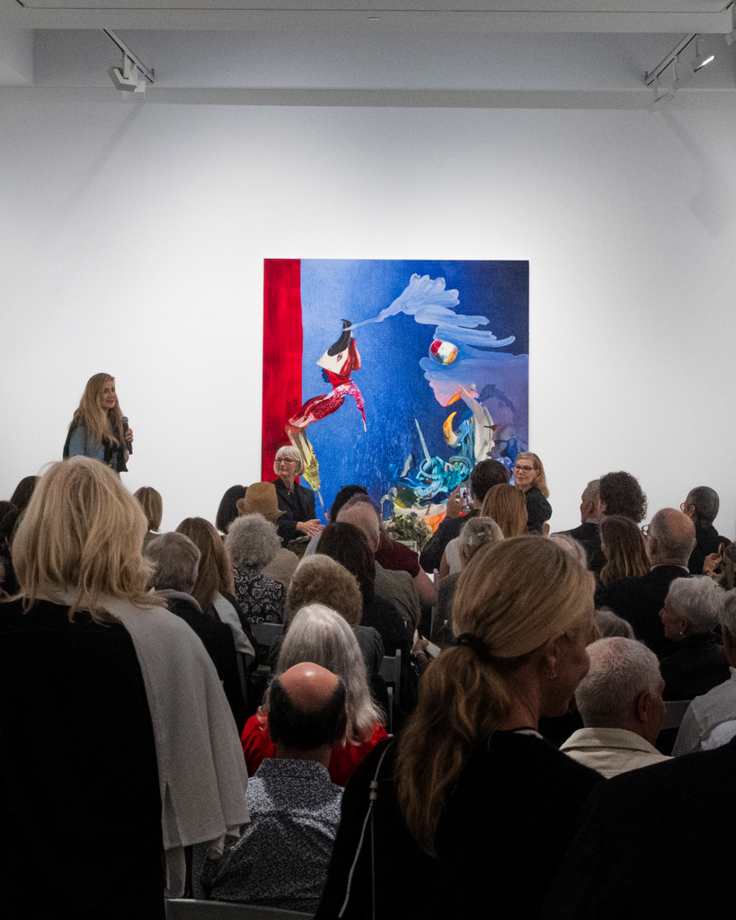 Kristen McGuiness and Debbie Millman in conversation at an art gallery
